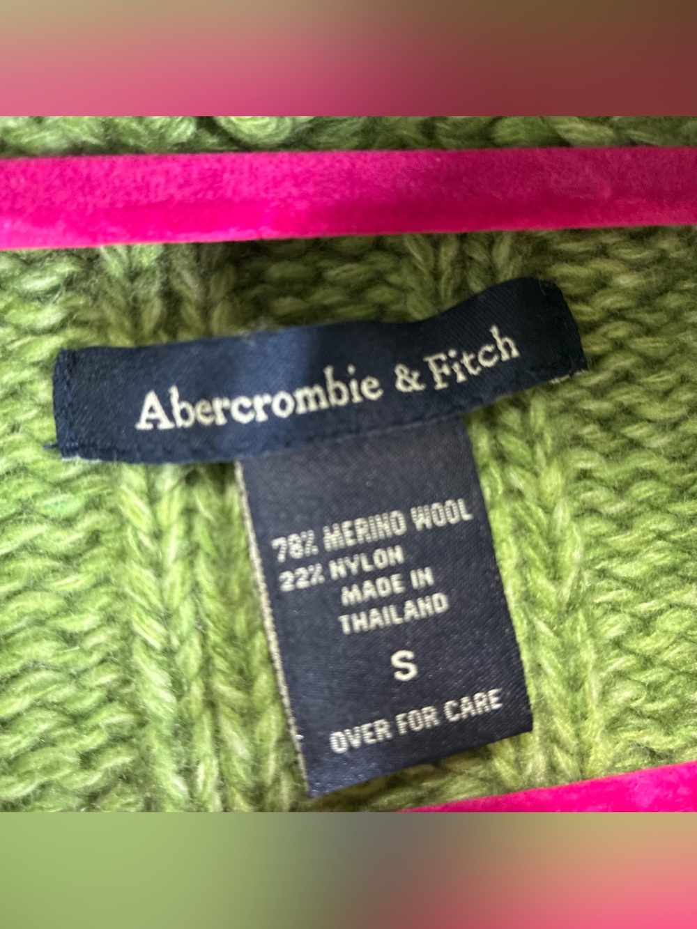 Vintage Y2K Abercrombie & Fitch Small Merino Wool Ribbed Green Hooded Sweater - Picture 5 of 5